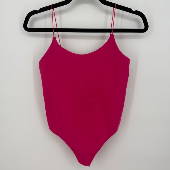 Free People Tops - Intimately Free People Magenta Pink Spaghetti Strap Thong Bodysuit ML Scoop Neck